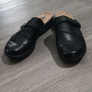 Collection for Clarks Black Leather Slip-On Clog  Sz 8.5 EUC